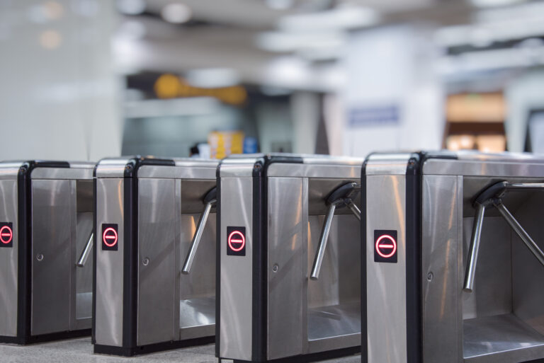 Ticket barriers at subway entrance